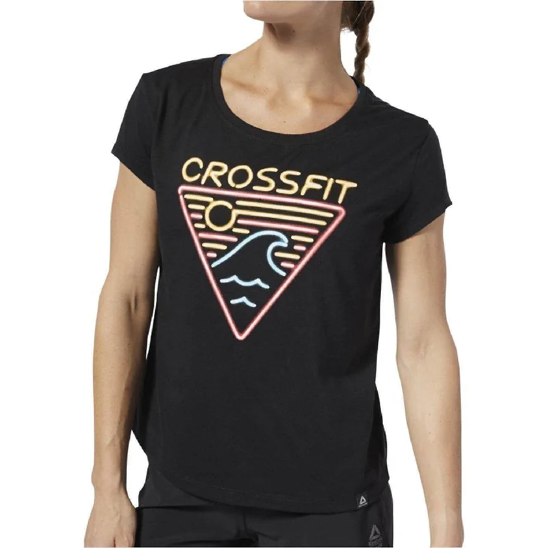 Reebok Crossfit Neon Retro Easy Short Sleeve Womens Training Top - Black