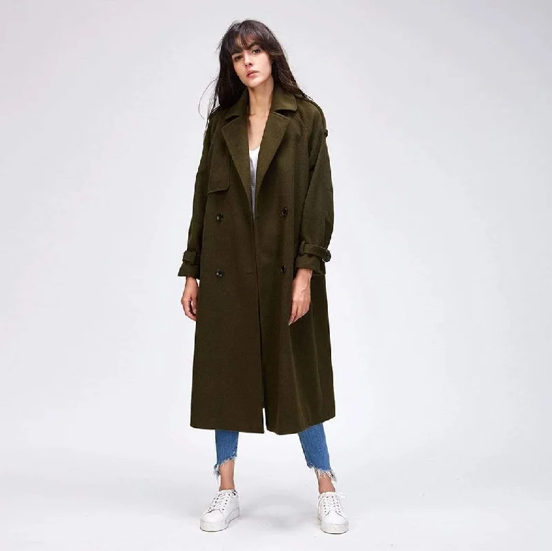 Instant Discount Autumn Winter New Women's Casual Wool Blend Trench Coat