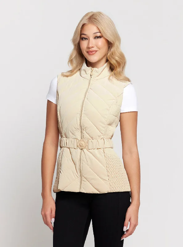 Sneak Peek Sale Beige Cassandra Belted Vest