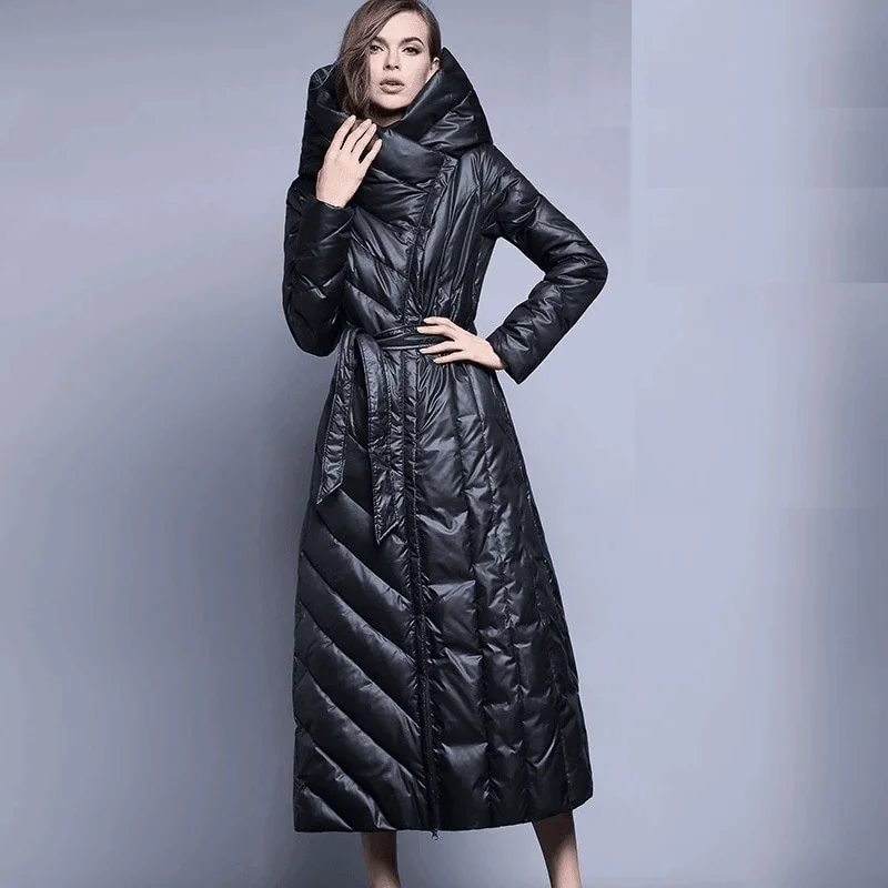 Huge Discounts Brand Hooded Long XS-7XL Plus size 90% Duck Down Coat