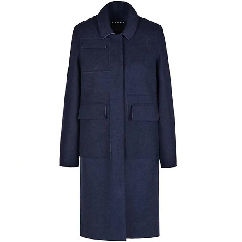 Limited Edition STRAIGHT MERINO WOOL COAT IN MIDNIGHT BLUE