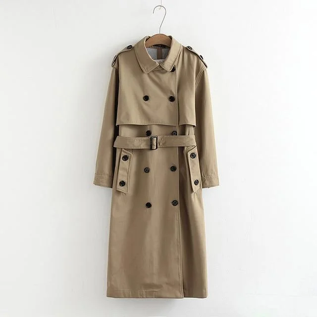 Take Advantage chic epaulet design long trench coat