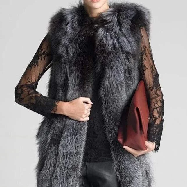 Discount Deals European Celebrities Style High Fashion 100/100 Natural Fox Fur Vest