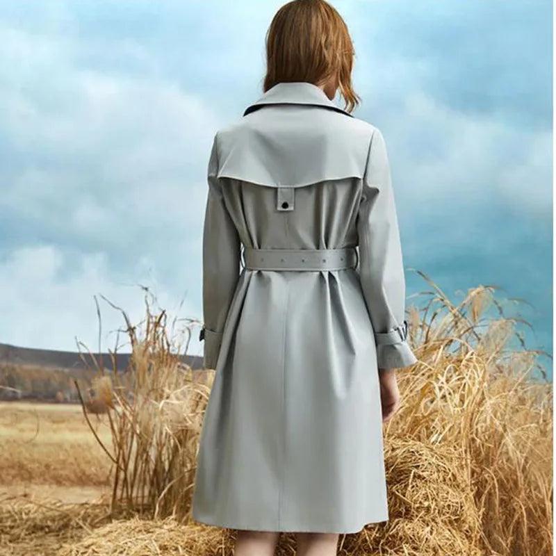 Special Savings High-End Women€™s Casual Trench Coat – Spring & Autumn Loose Lace-Up Windbreaker