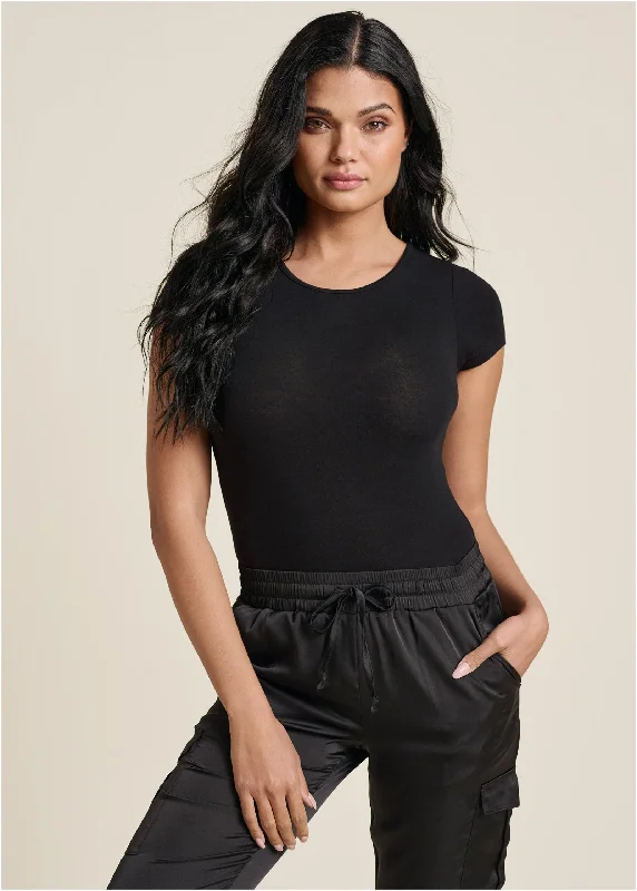 Super Sale Ribbed Bodysuit - Black