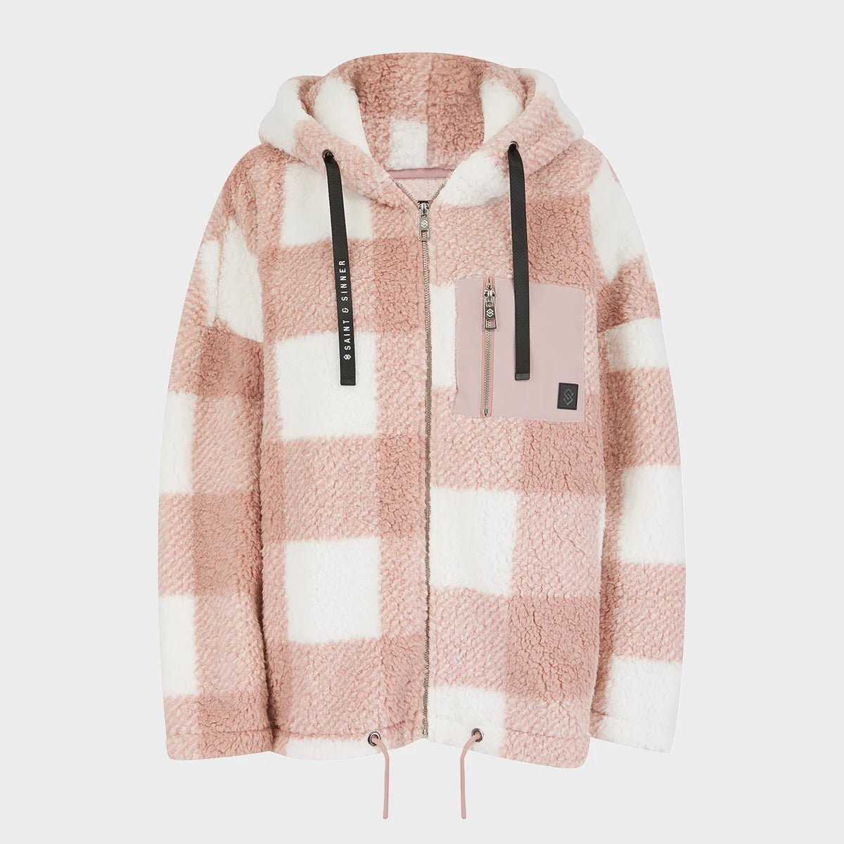 Stock Clearance Saint and Sinner Ladies Checked Zip Fleece