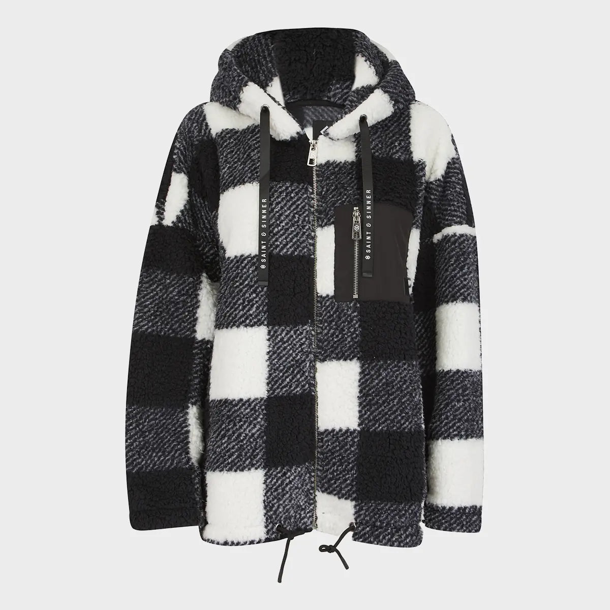 Super Deal Saint and Sinner Ladies Checked Zip Fleece