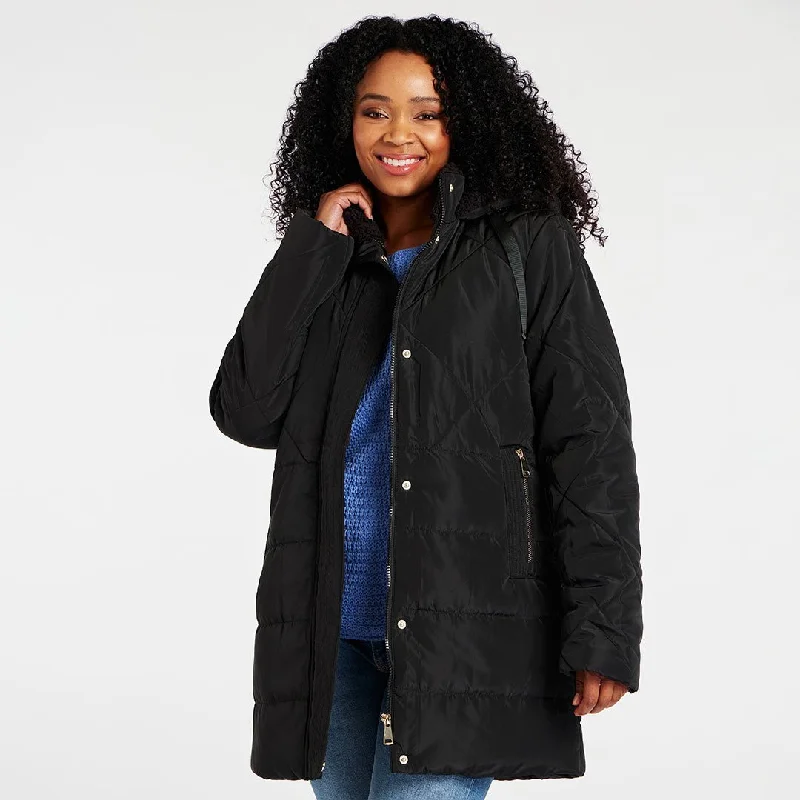Flash Deals Ladies Diamond Quilted Longline Coat