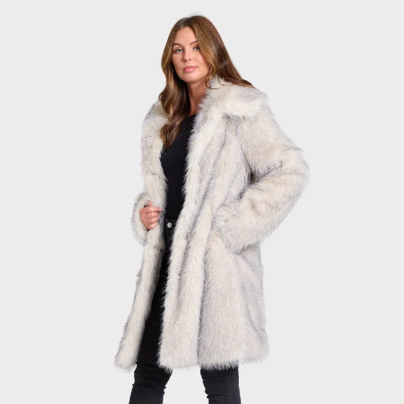 Now or Never Ladies Long Faux Fur Coat