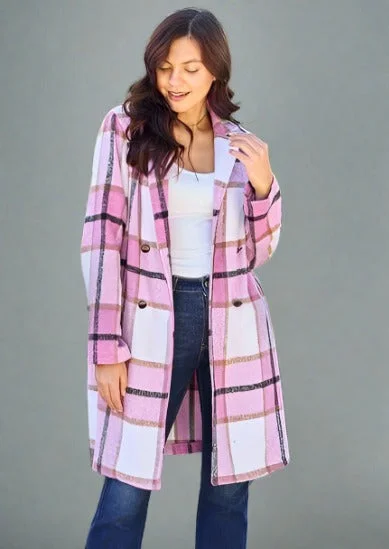 Exclusive Preview Double Take Button Up Lapel Plaid Coat
