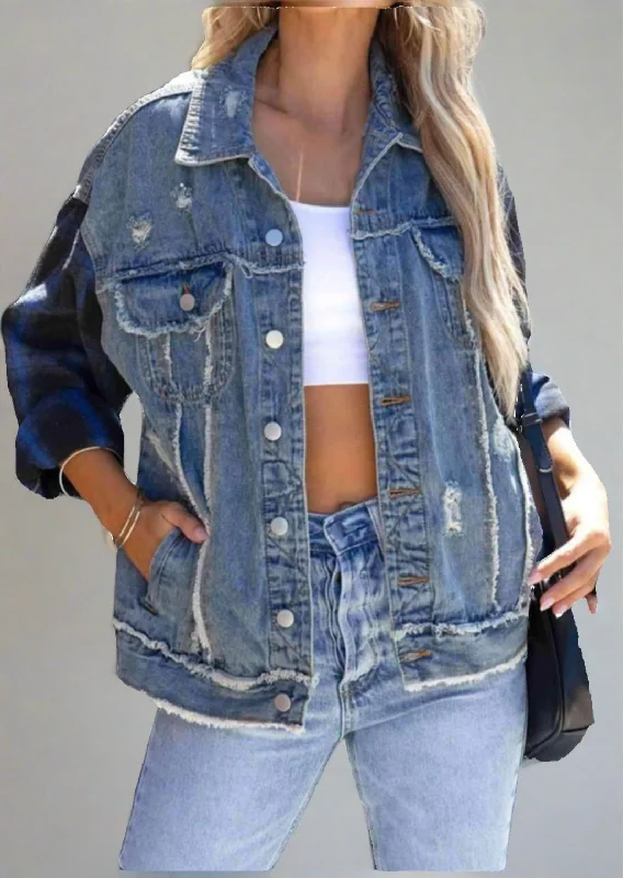 Midnight Madness Button Distressed Denim Jacket