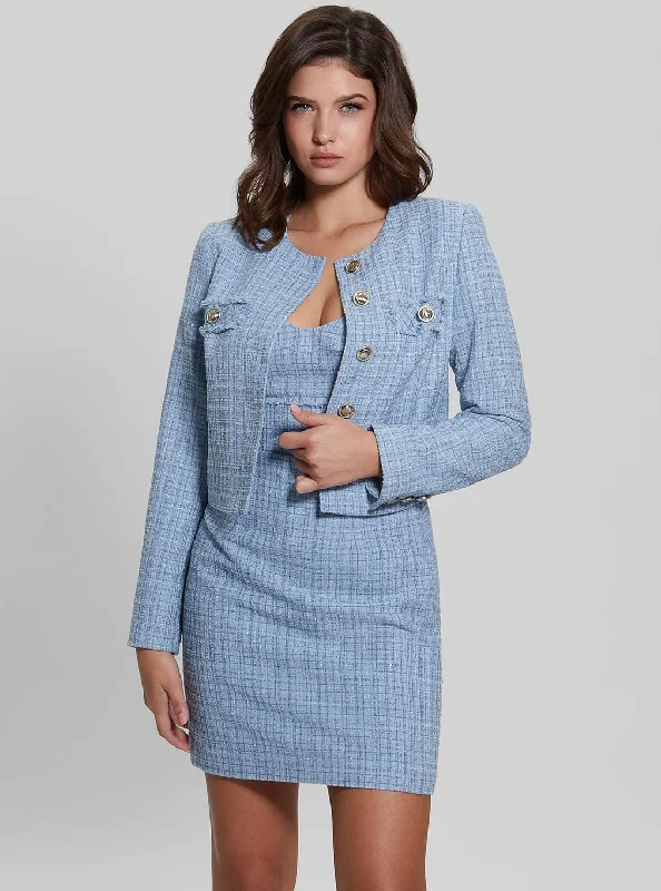 Grand Opening Sale Sky Dusk Alara Shimmer Tweed Jacket