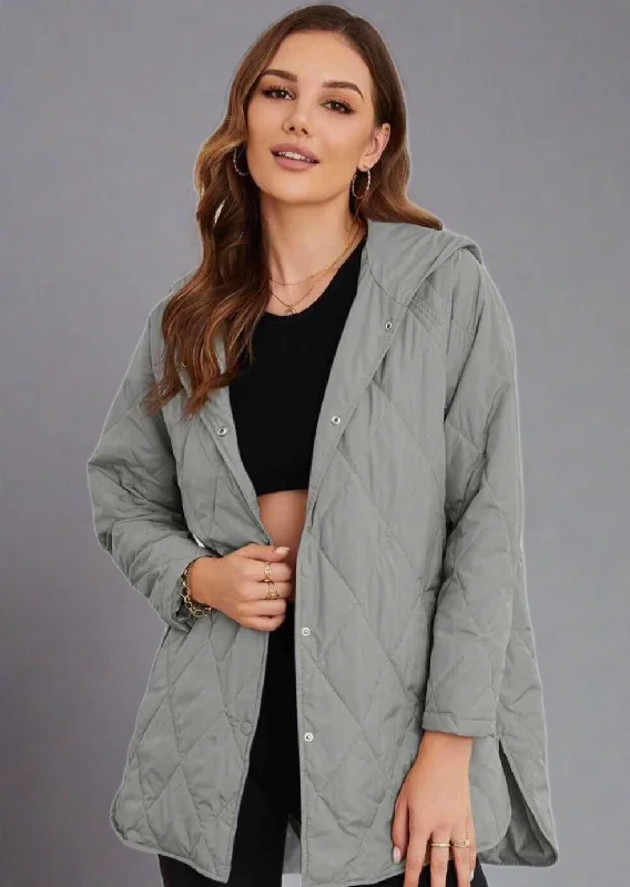 Extra Discounts Snap Down Hooded Slit Winter Coat