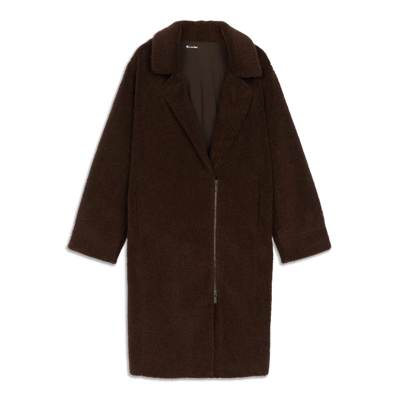 Deep Discounts Textured Fleece Long Moto Jacket - Resale