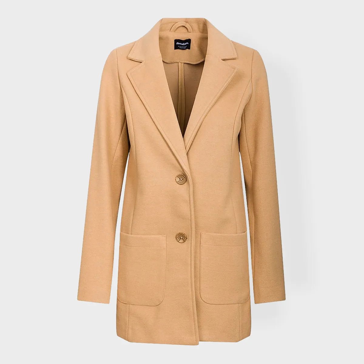 Hurry In Threadbare Ladies Single Breasted Camel Formal Coat