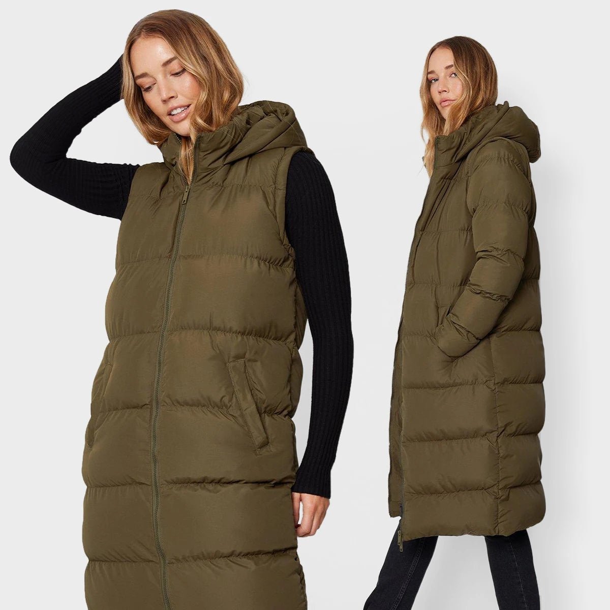 Sale Event Threadbare Longline Hooded Puffa with detachable sleeves.