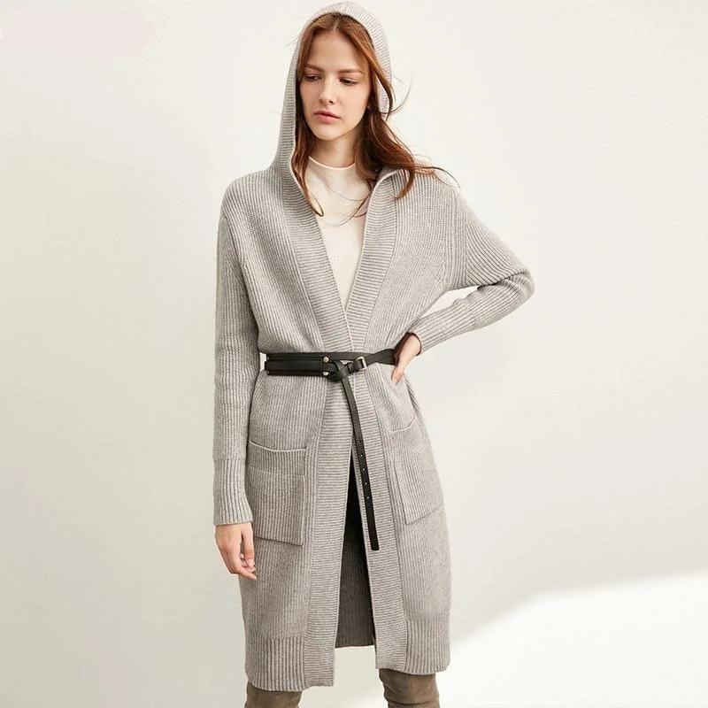 Super Sale Women Fashion New Loose Hat Long Knitted Minimalism Lazy Sweater Coat