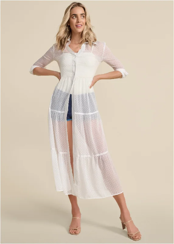 Quick Sale Swiss Dot Maxi Top - White