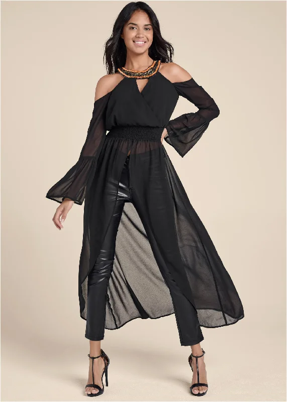 Weekend Special Embellished Maxi Top  - Black