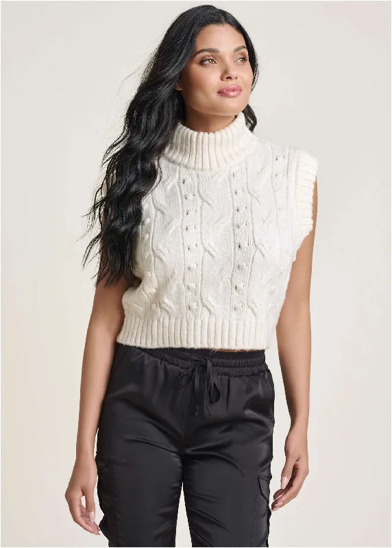 Value Deals Cable Knit Sweater - Off White