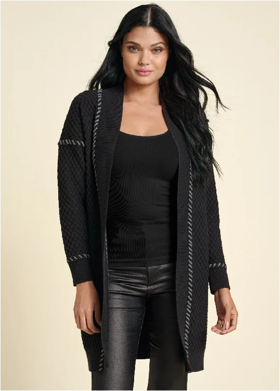 Lowest Prices Contrast Stitch Cardigan - Black