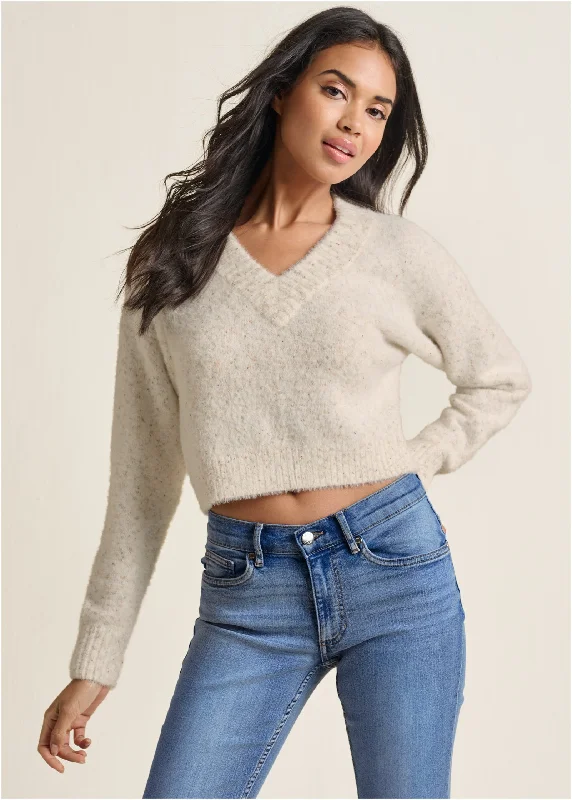 Limited Edition V-Neck Sweater - White Multi