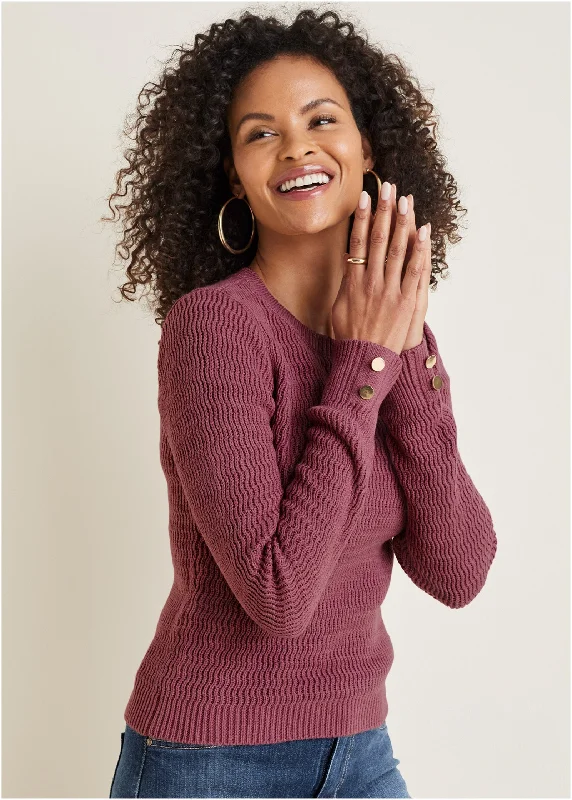 Exclusive Preview Open Stitch Sweater - Heather Rose