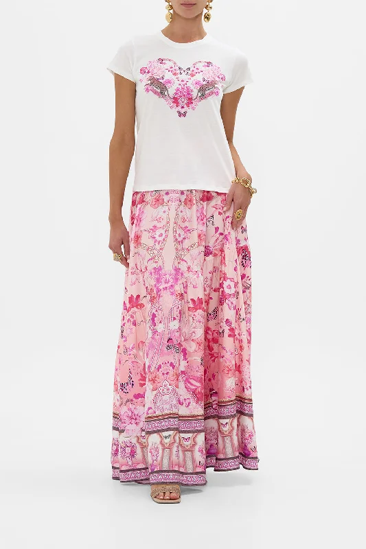 Deal of the Week SLIM FIT ROUND NECK T-SHIRT - WHITE/ PINK BOTANICAL NOVELLA