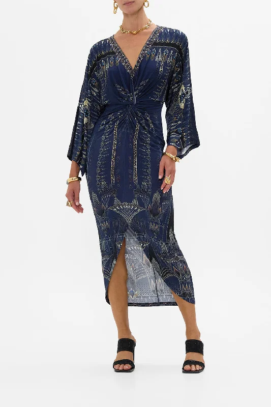 Deal Frenzy LONG SPLIT FRONT TWIST DRESS THE EGYPT EFFECT