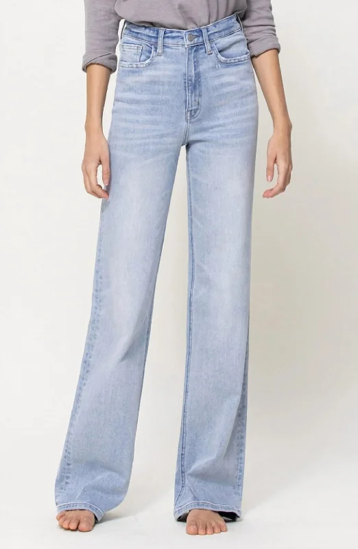 Best Bargains 90's Stretch High Rise Flare Jean In Light Wash