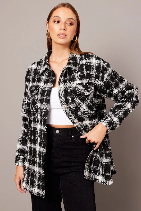 Limited Edition Black Check Relaxed Shirt Long Sleeve Shacket
