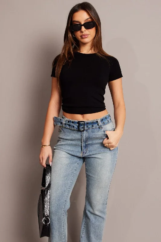 Exclusive Offers Black T Shirt Short Sleeve Crew Neck Seamless