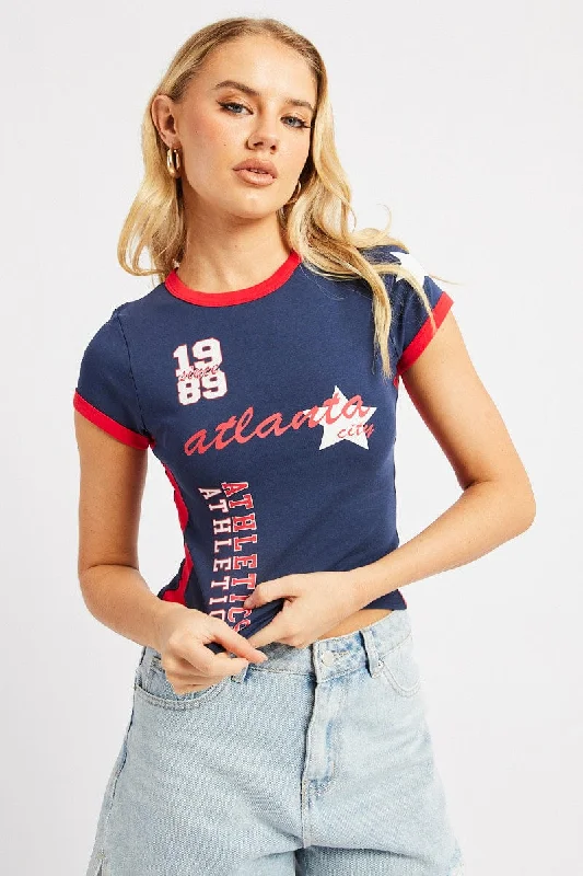 New Deals Blue Graphic Tee Short Sleeve