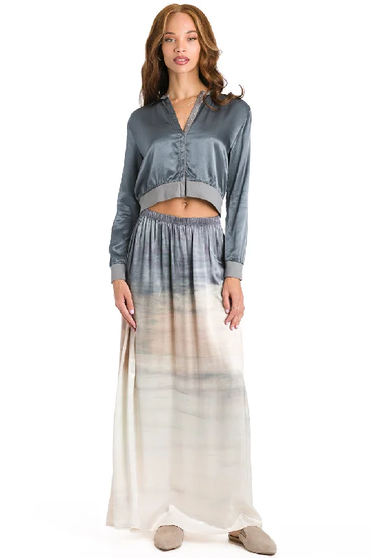 Bonus Savings Boho High Waist Satin Maxi Skirt