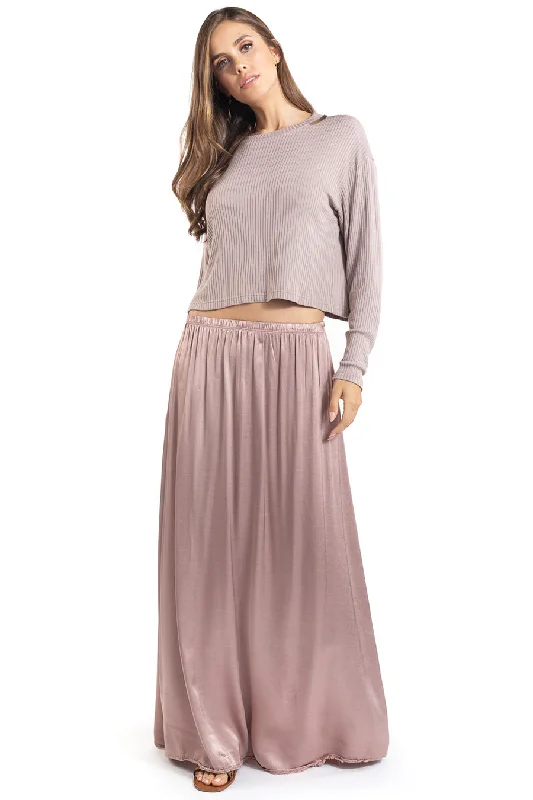 Amazing Deals Boho High Waist Satin Maxi Skirt