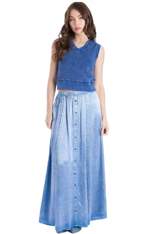 Major Savings Button Front Satin Maxi Skirt