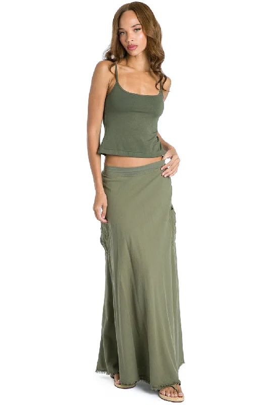 Super Sale Cargo Raw Edge Voile Skirt