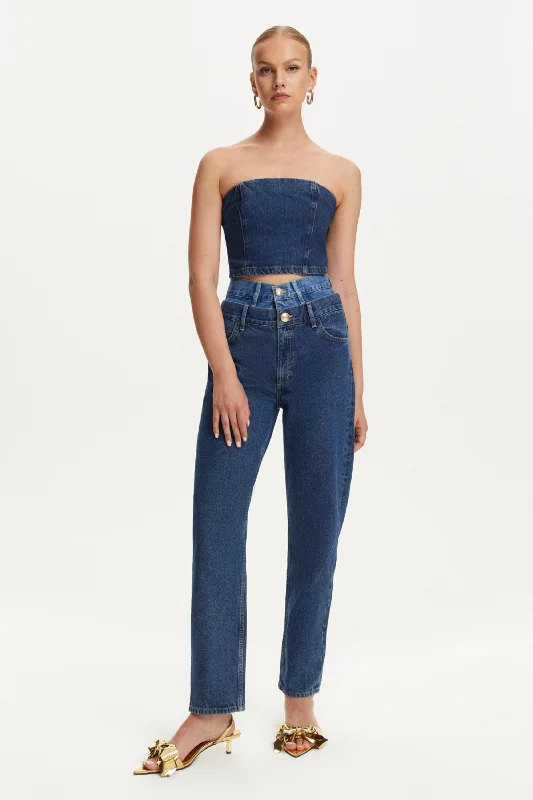 Exclusive Deal Double Waisted Two Tone Jeans