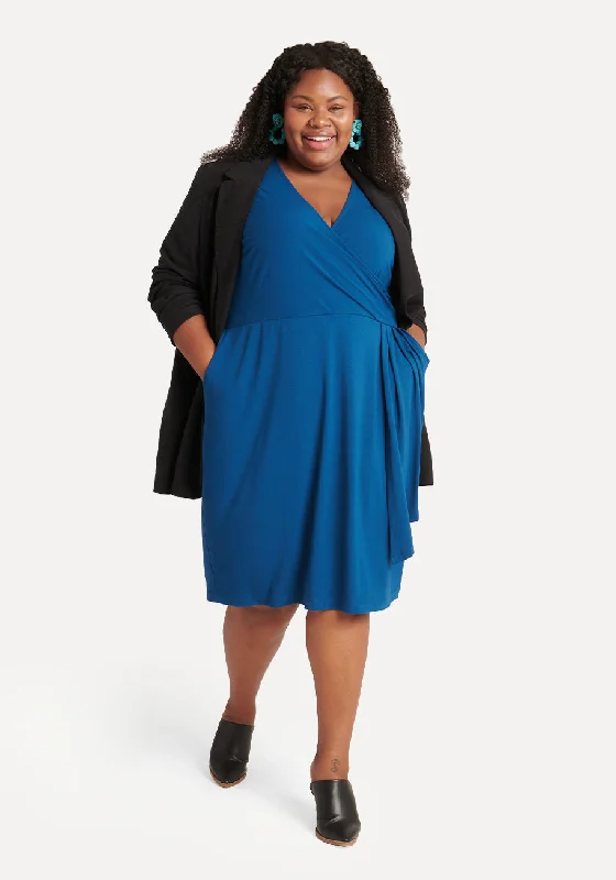 Fantastic Deals Faux-Wrap Dress (Blue Opal)