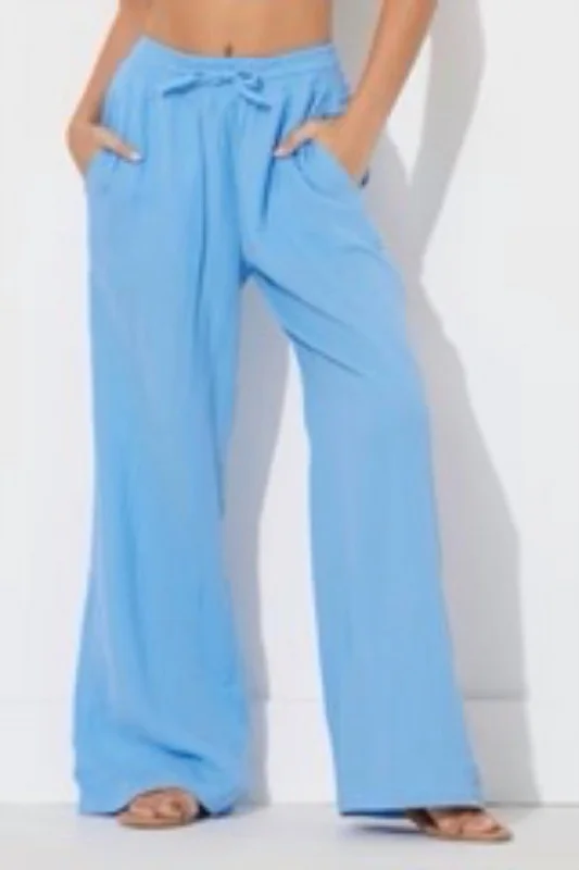 Markdown Madness Gauze Wide Leg Pant In Blue