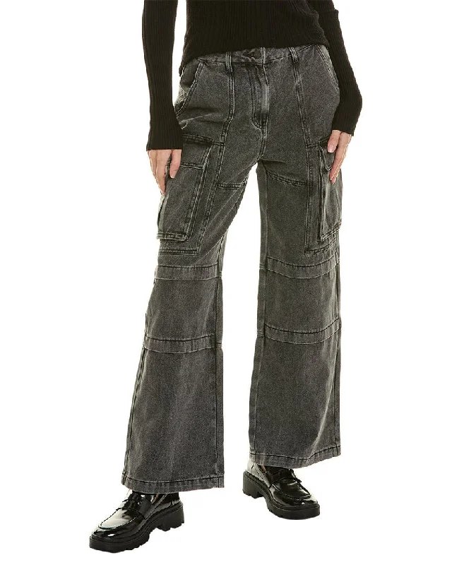 New Markdowns Gracia Black Loose Fit Cargo Jean