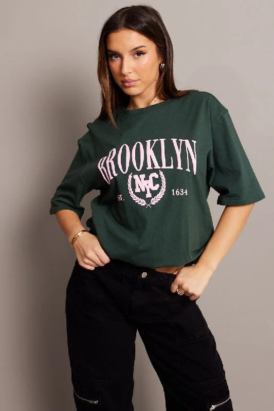 Savings Alert Green Graphic Tee Short Sleeve