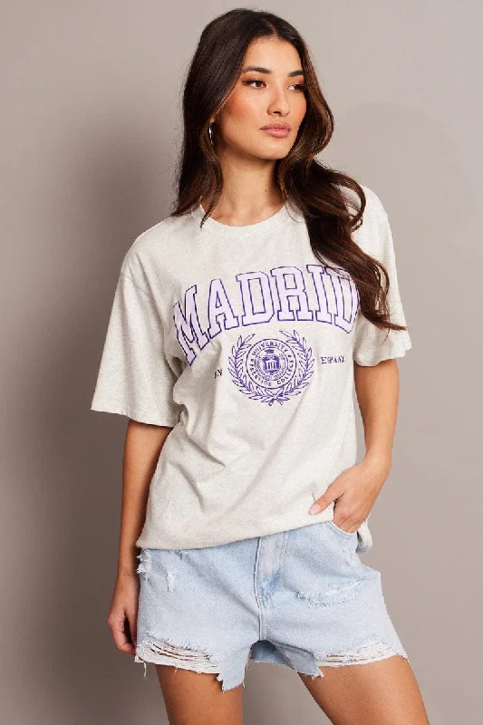 Crazy Savings Grey Graphic Tee Short Sleeve