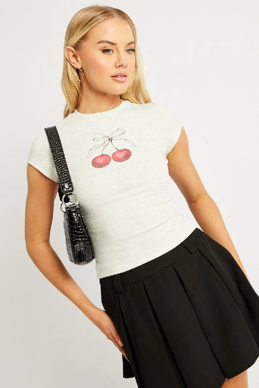 Fantastic Offers Grey Graphic Tee Short Sleeve