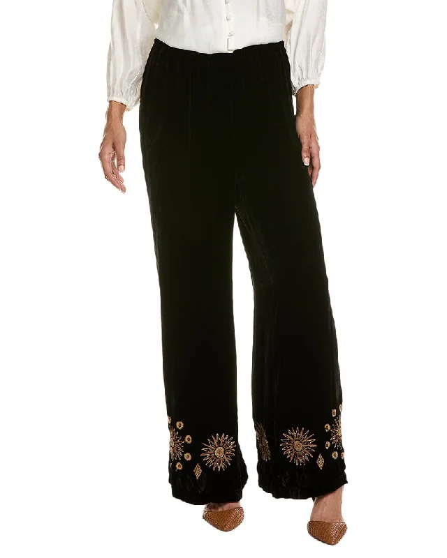 Final Sale Johnny Was Heidi Velvet Silk-Blend Wide Leg Pant