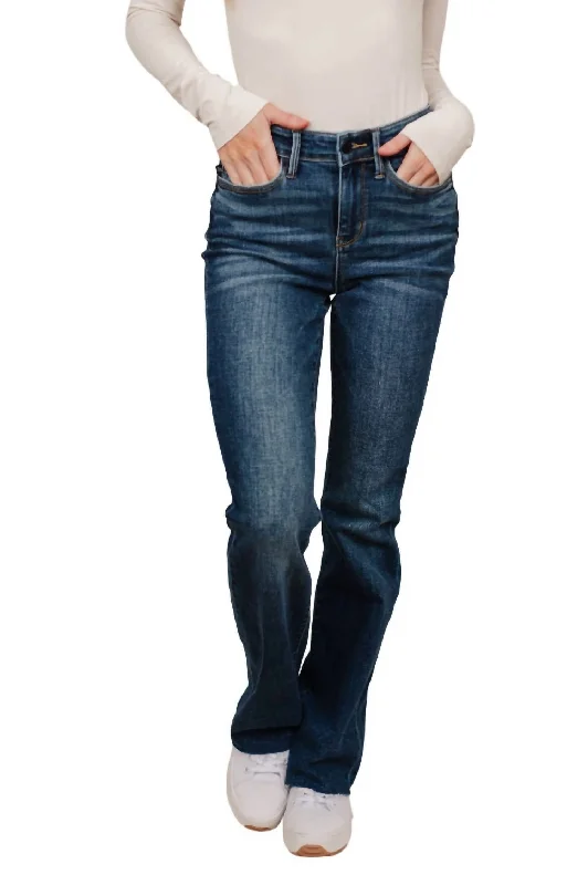Sneak Peek Sale Mid Rise Raw Hem Bootcut Jeans In Dark Wash