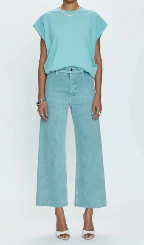 Friends and Family Sale Penny Crop High Rise Wide Leg Jean In Aqua Snow