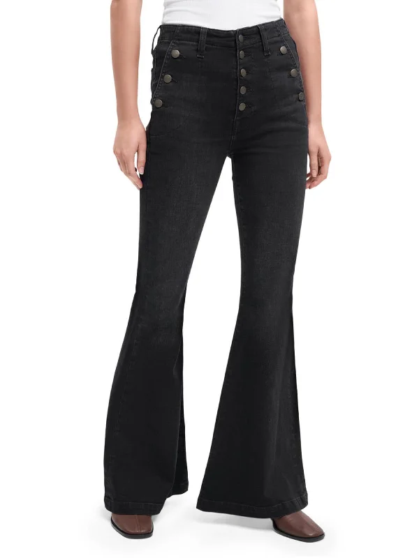 Can't Miss Portia Womens Button Fly Sailor Flare Jeans