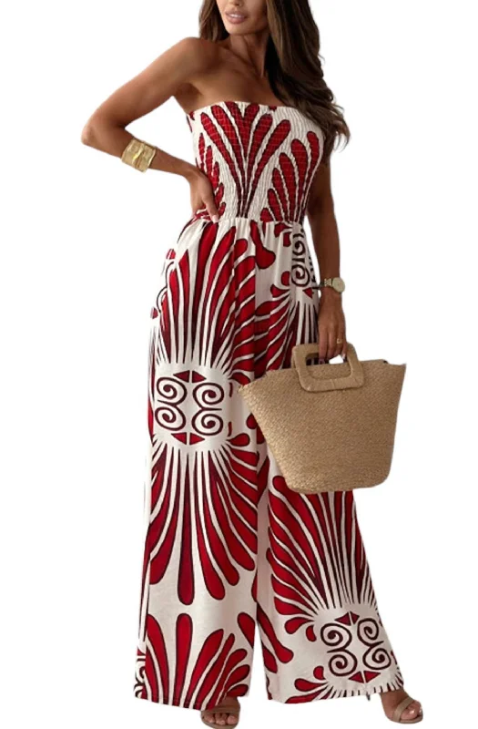 Stock Clearance Rita Bandeau Shirred Wide Leg Jumpsuit