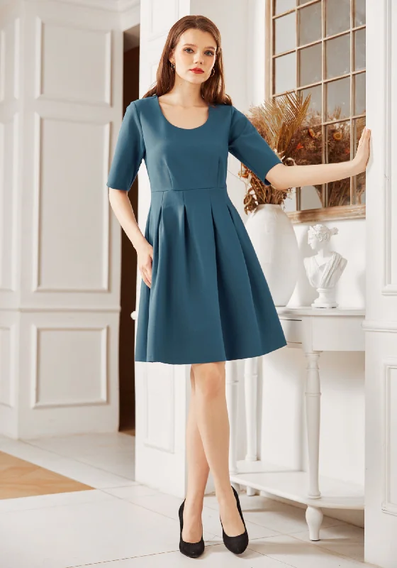 TIME-Limited Offer Sculpt & Sway Scoop Neck Dress (Dark Ocean)